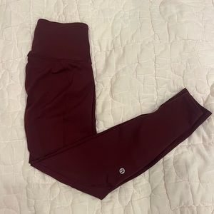 Lululemon Burgundy Leggings; Size 4